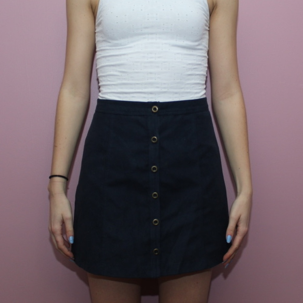Hollister Navy Blue Button Down Skirt